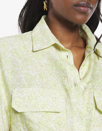 Loose-fitting short-sleeved shirt - Lime Print