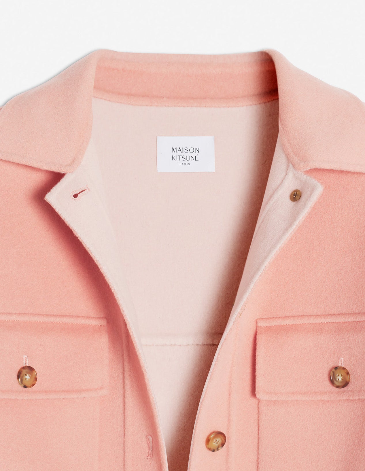 Wool pocket overshirt - Porcelaine Pink