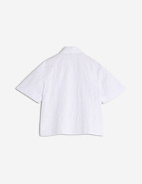 Short-sleeved boxy shirt with English embroidery - White