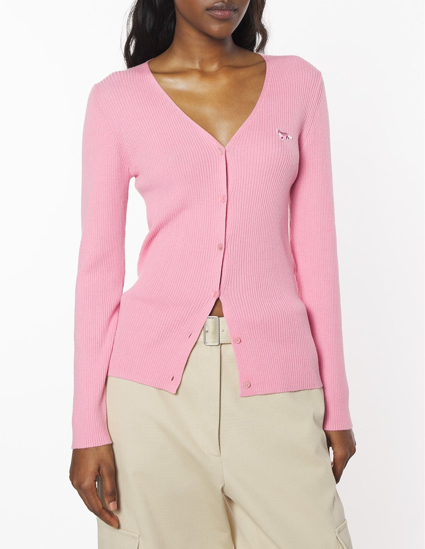 Cardigan Baby Fox ajusté en laine - Fraise