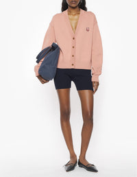 Cardigan with embroidered badge - Porcelaine Pink