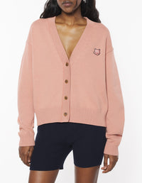 Cardigan with embroidered badge - Porcelaine Pink
