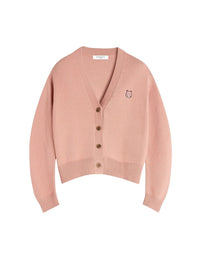 Cardigan with embroidered badge - Porcelaine Pink