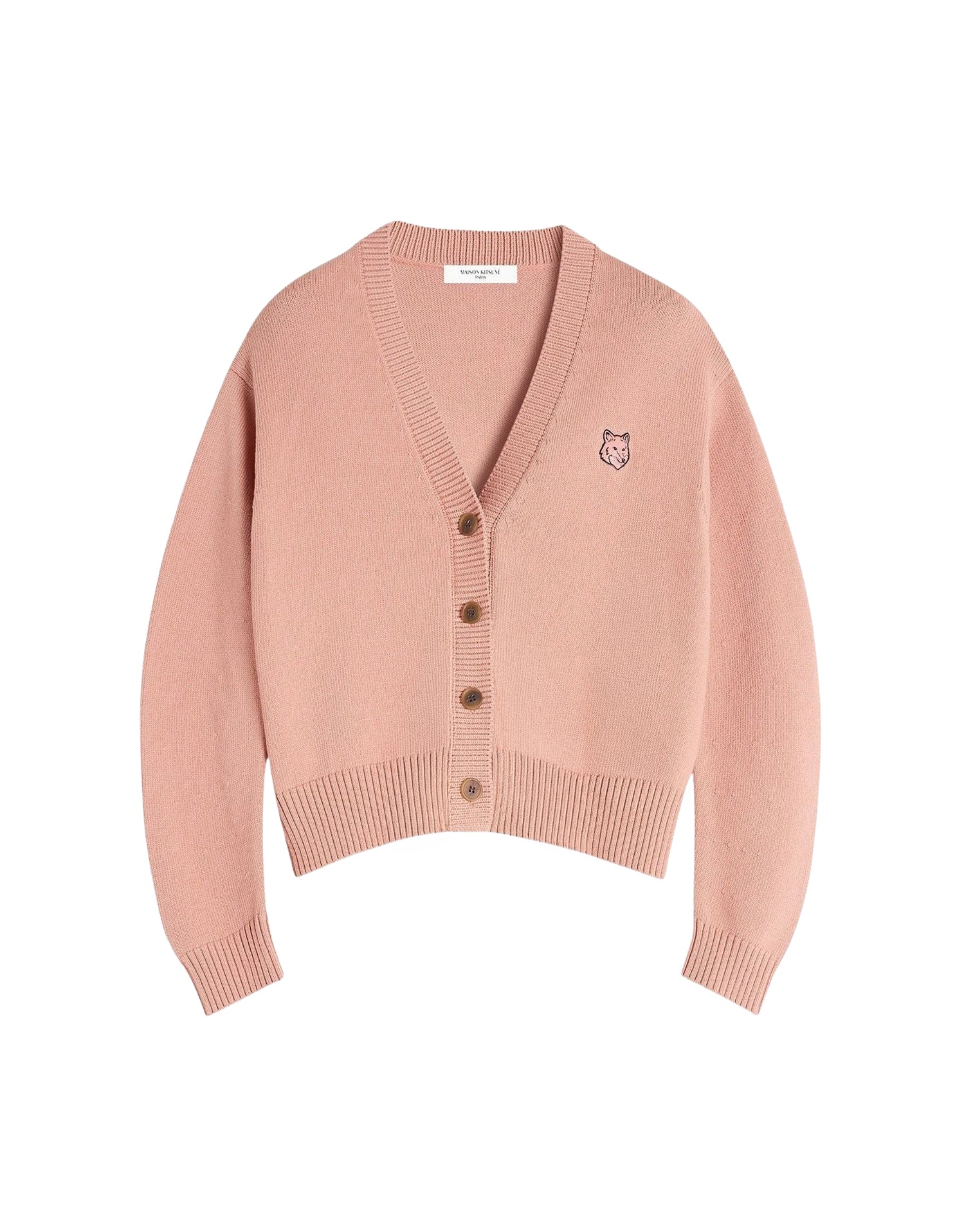 Cardigan with embroidered badge - Porcelaine Pink