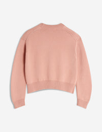 Cardigan with embroidered badge - Porcelaine Pink