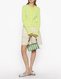 Baby Fox Ribbed Check Cardigan - Chartreuse