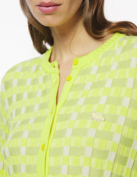 Baby Fox Ribbed Check Cardigan - Chartreuse