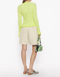 Baby Fox Ribbed Check Cardigan - Chartreuse