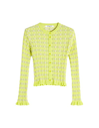 Baby Fox Ribbed Check Cardigan - Chartreuse