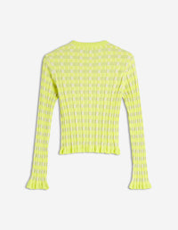 Baby Fox Ribbed Check Cardigan - Chartreuse