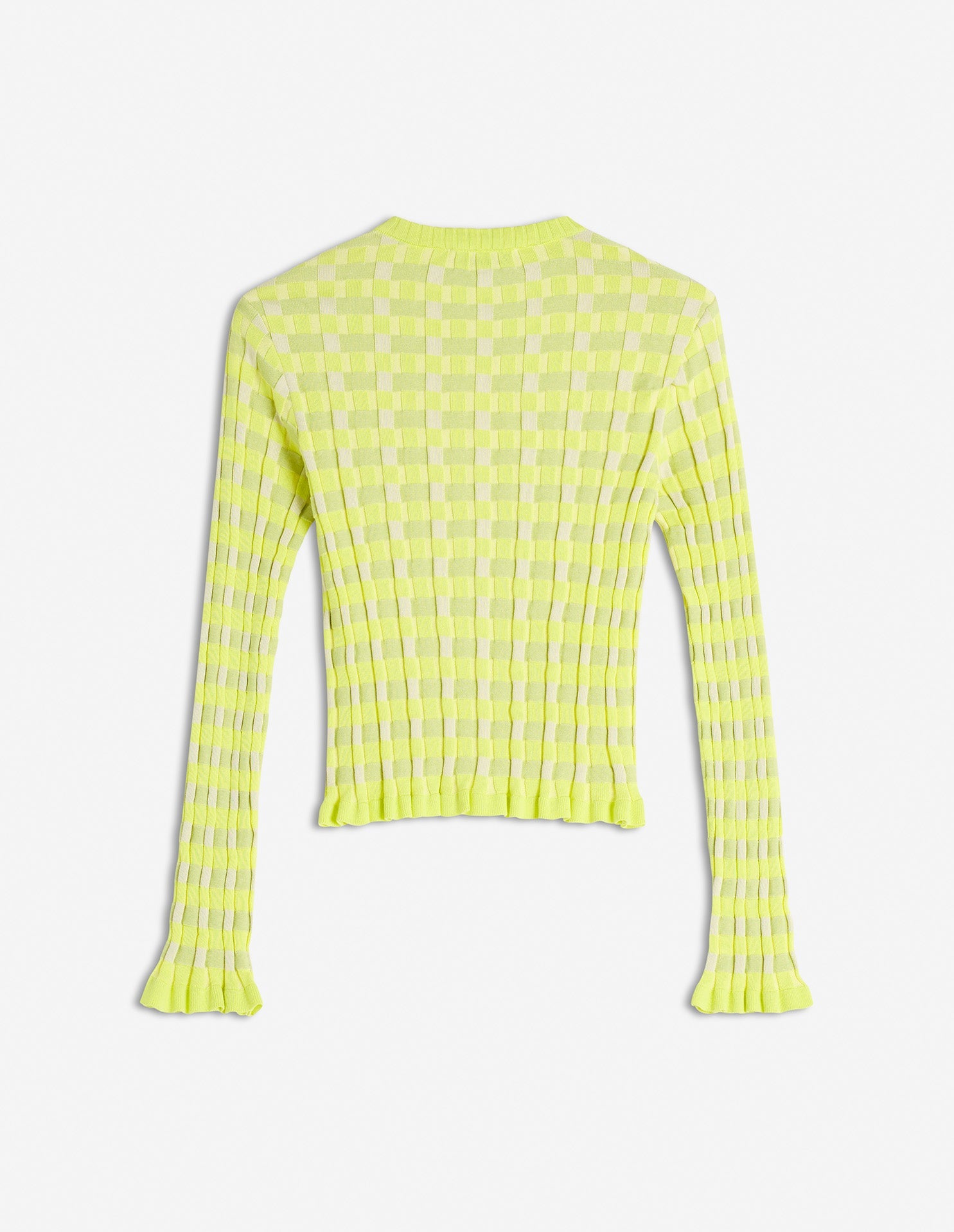 Baby Fox Ribbed Check Cardigan - Chartreuse