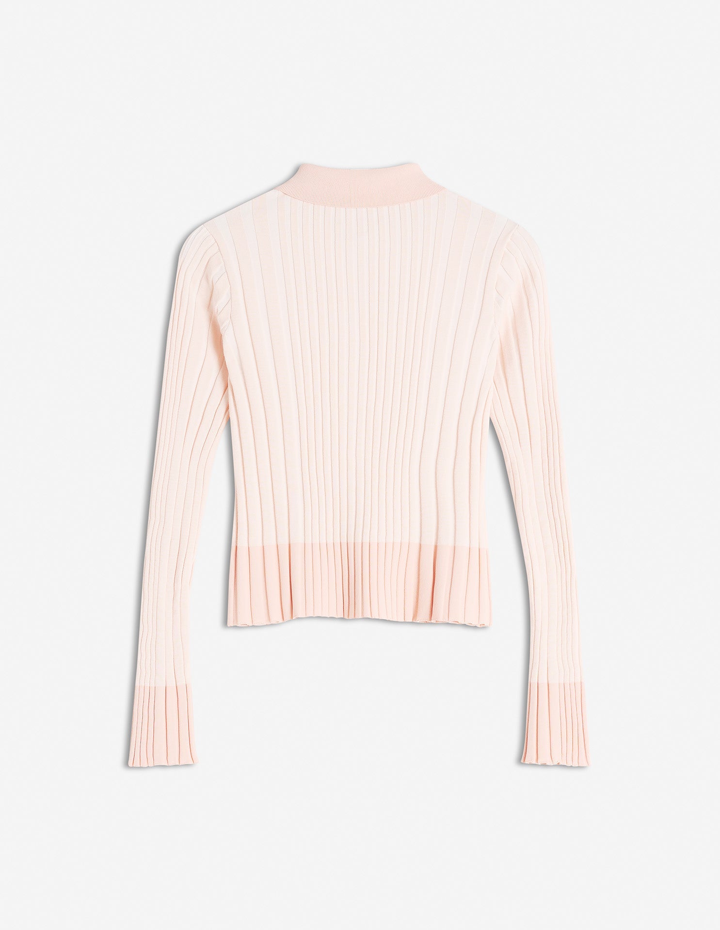 Pleated ribbed cardigan with embroidered Baby Fox patch - Porcelaine Pink