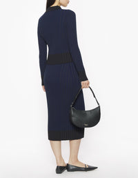 Baby Fox Patch Pleated Ribbed Cardigan - Ink Blue