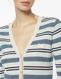 Cardigan Baby Fox côtelé à rayures - Mint Ice & Smoke