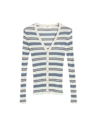 Cardigan Baby Fox côtelé à rayures - Mint Ice & Smoke