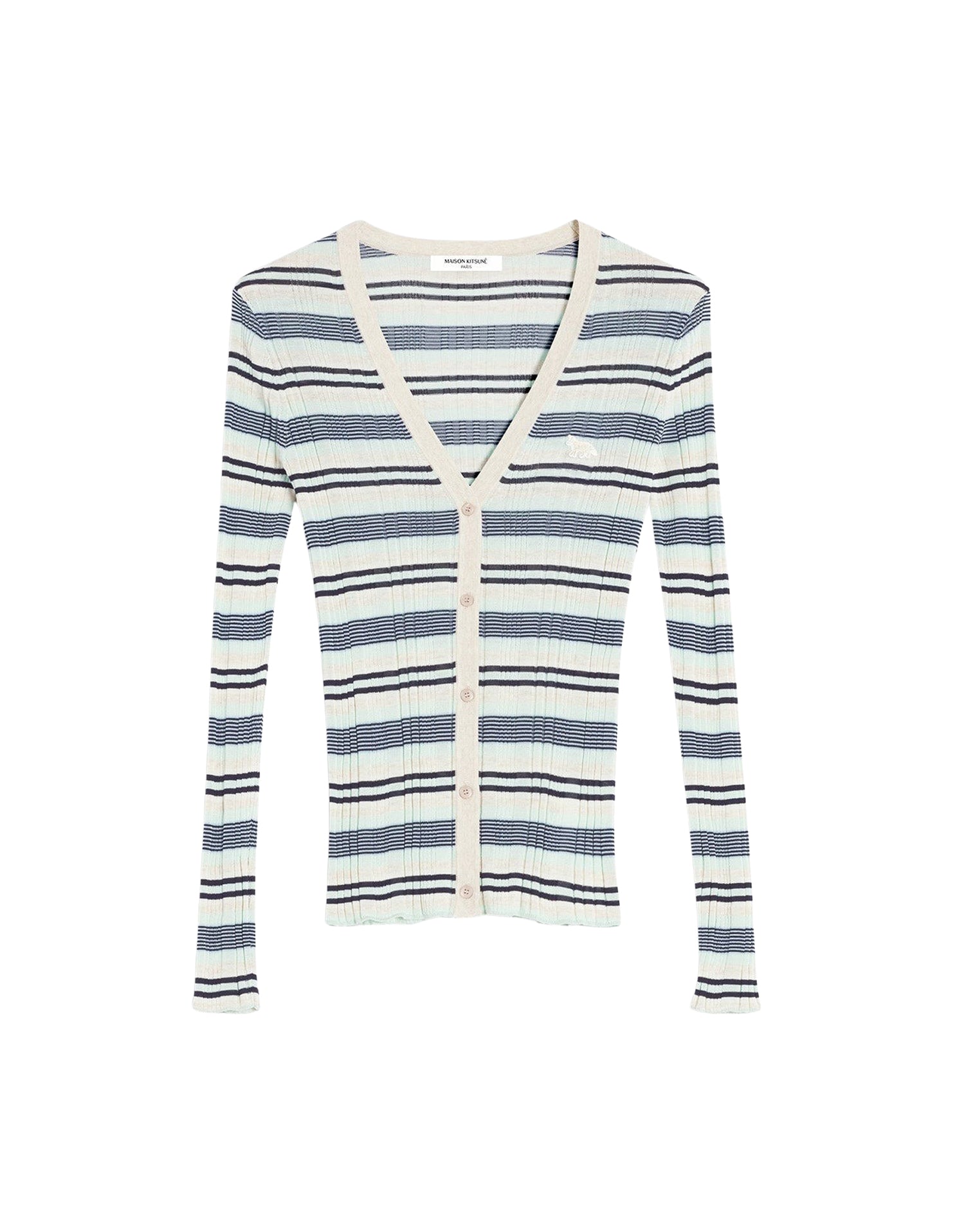Cardigan Baby Fox côtelé à rayures - Mint Ice & Smoke