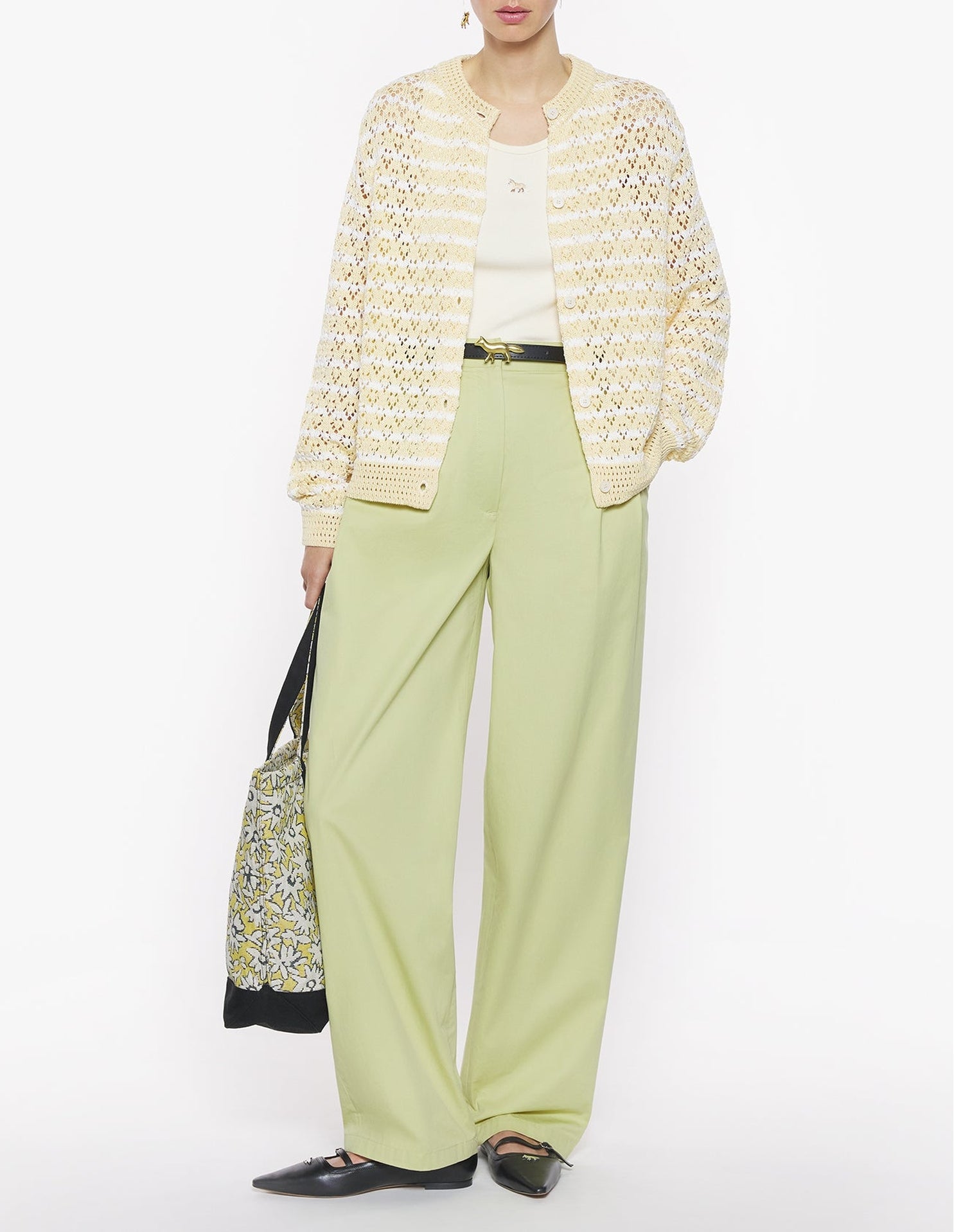 Cardigan en maille pointelle rayée - Harvest & Milk