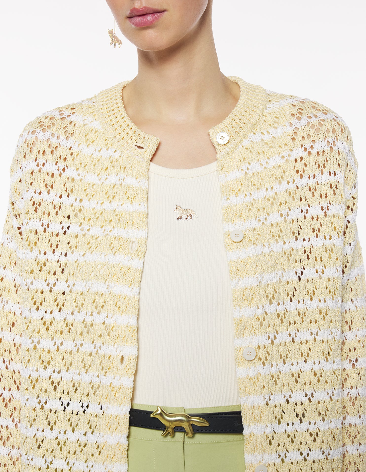Cardigan en maille pointelle rayée - Harvest & Milk