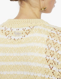 Striped pointelle knit cardigan - Harvest & Milk