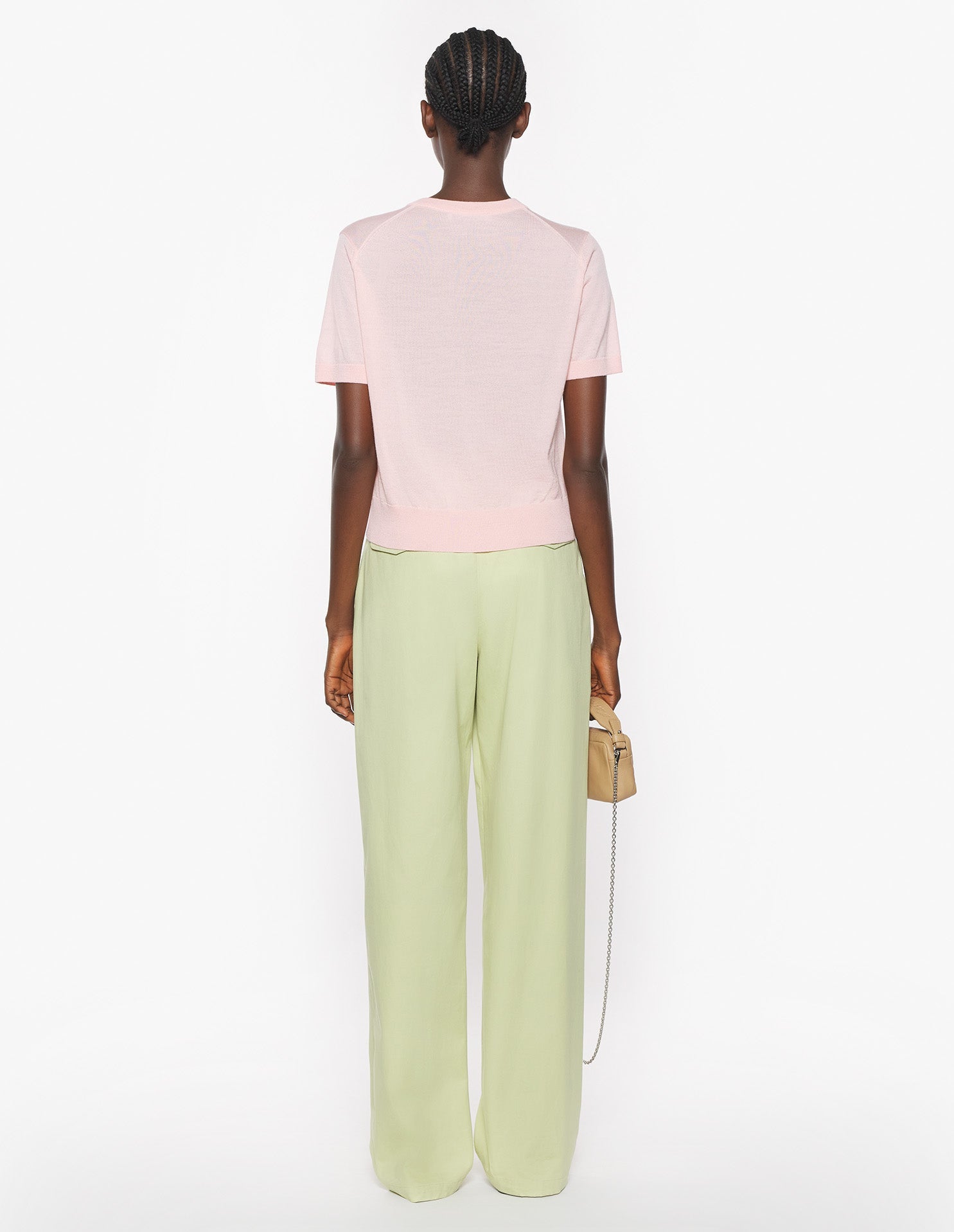 Baby Fox short-sleeved wool cardigan - Rosewater