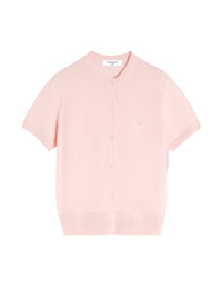 Baby Fox short-sleeved wool cardigan - Rosewater