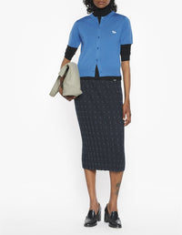 Short-sleeved wool cardigan - Dutch Blue