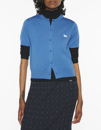 Short-sleeved wool cardigan - Dutch Blue