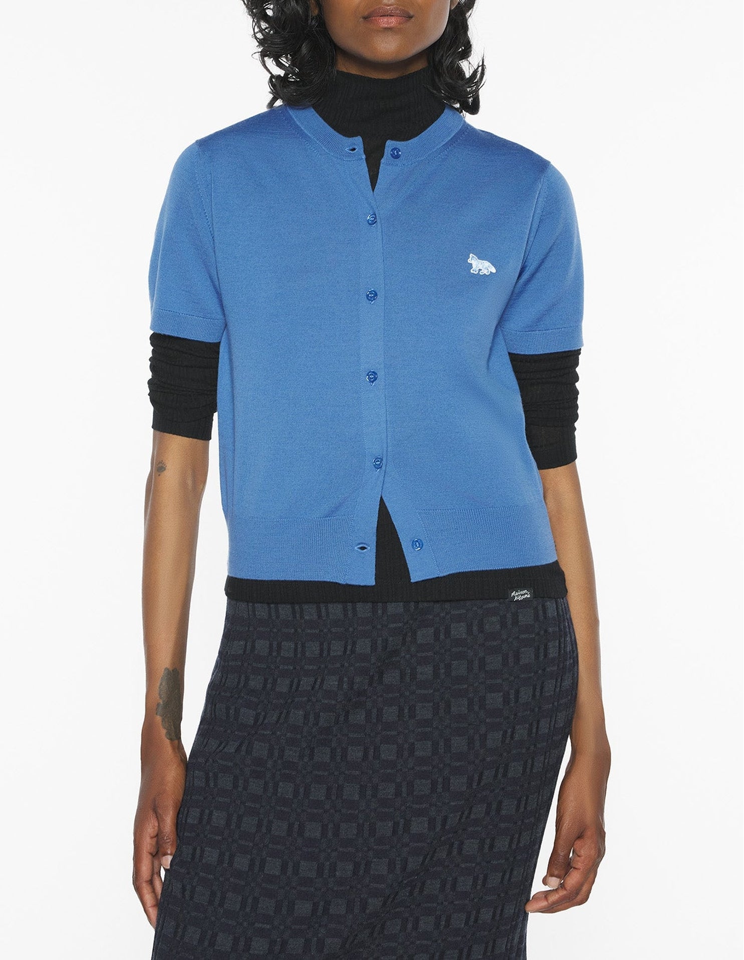 Short-sleeved wool cardigan - Dutch Blue