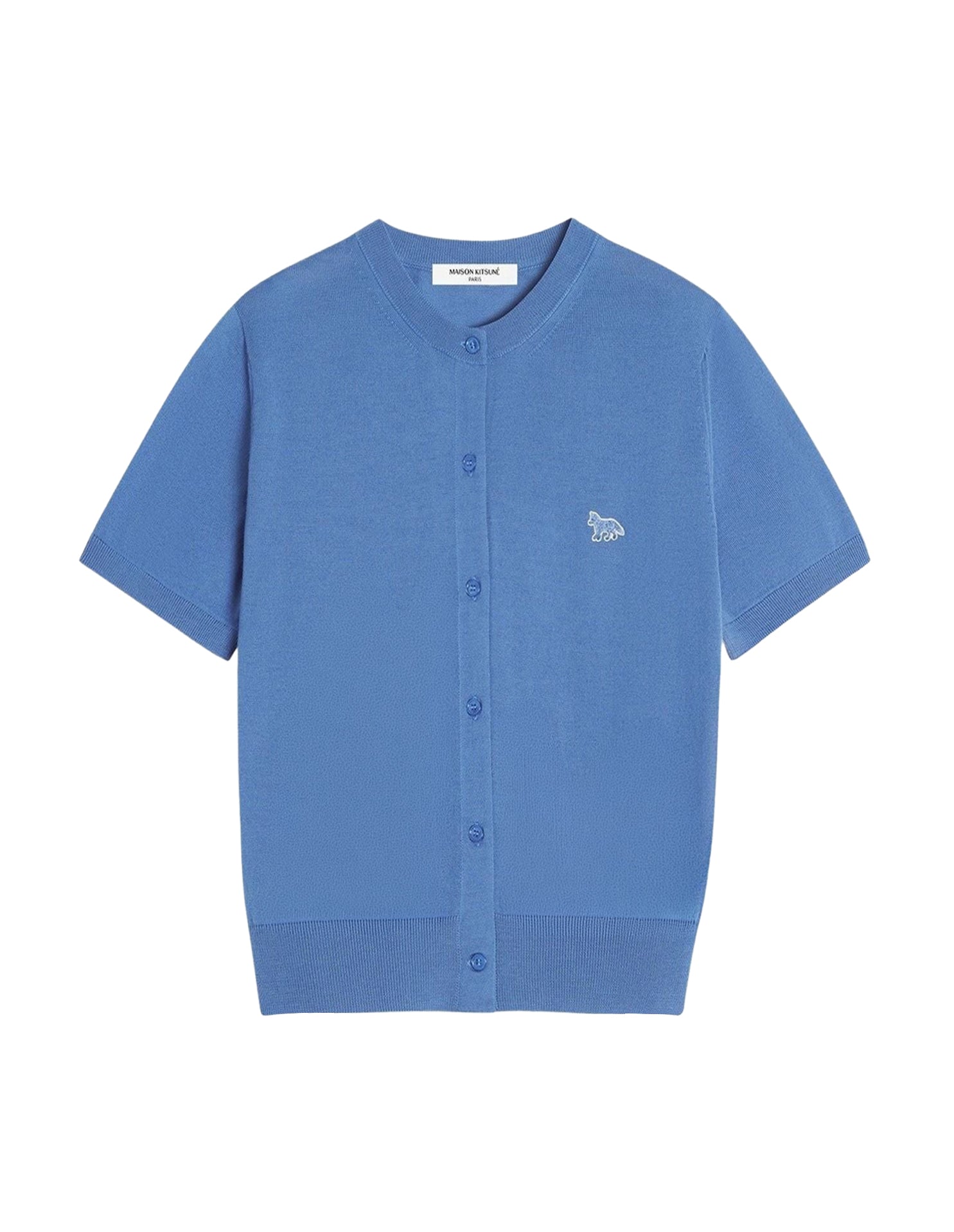 Short-sleeved wool cardigan - Dutch Blue