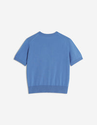 Short-sleeved wool cardigan - Dutch Blue