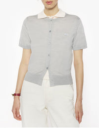 Wool short-sleeved cardigan - Light Grey Melange