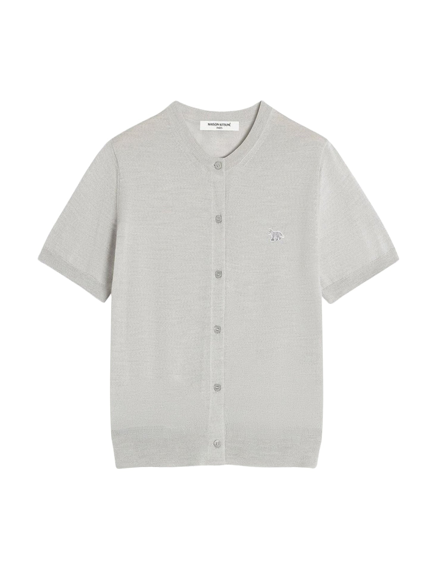 Wool short-sleeved cardigan - Light Grey Melange