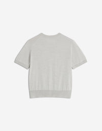 Wool short-sleeved cardigan - Light Grey Melange