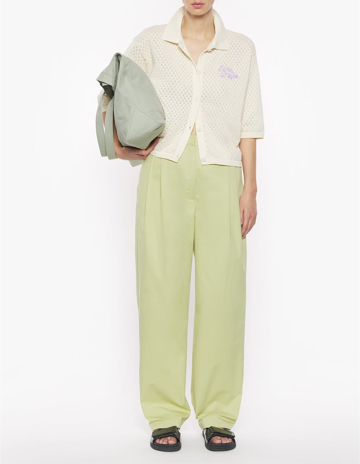 Baby Fox embroidered pointelle cardigan - Rich Vanilla