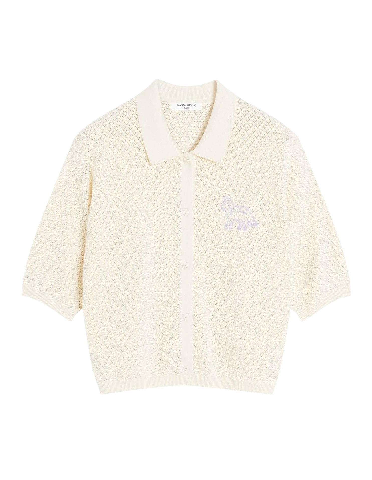 Baby Fox embroidered pointelle cardigan - Rich Vanilla