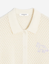 Baby Fox embroidered pointelle cardigan - Rich Vanilla