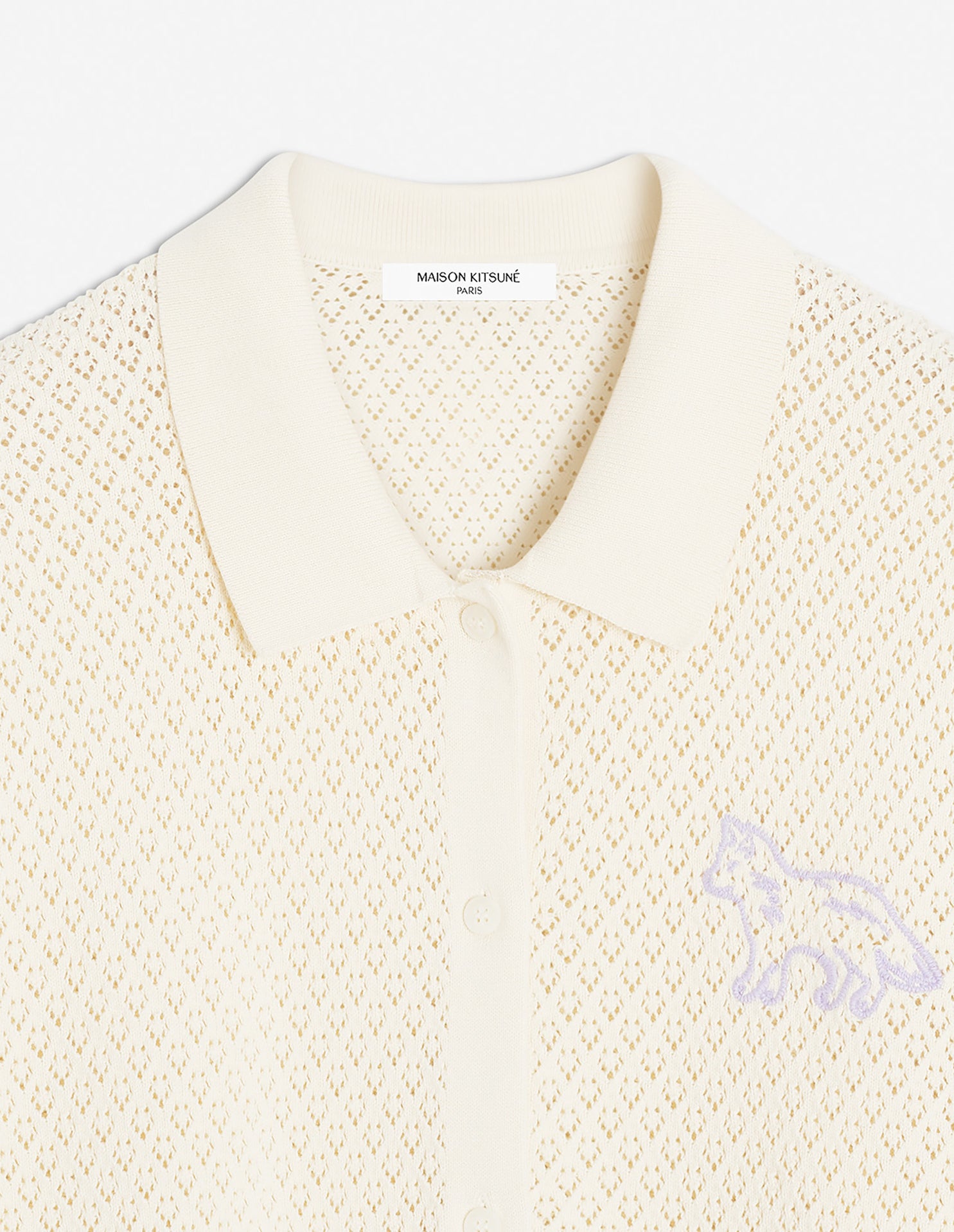 Baby Fox embroidered pointelle cardigan - Rich Vanilla
