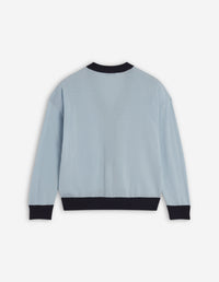 Two-tone cardigan with embroidered wool crest - Hortensia