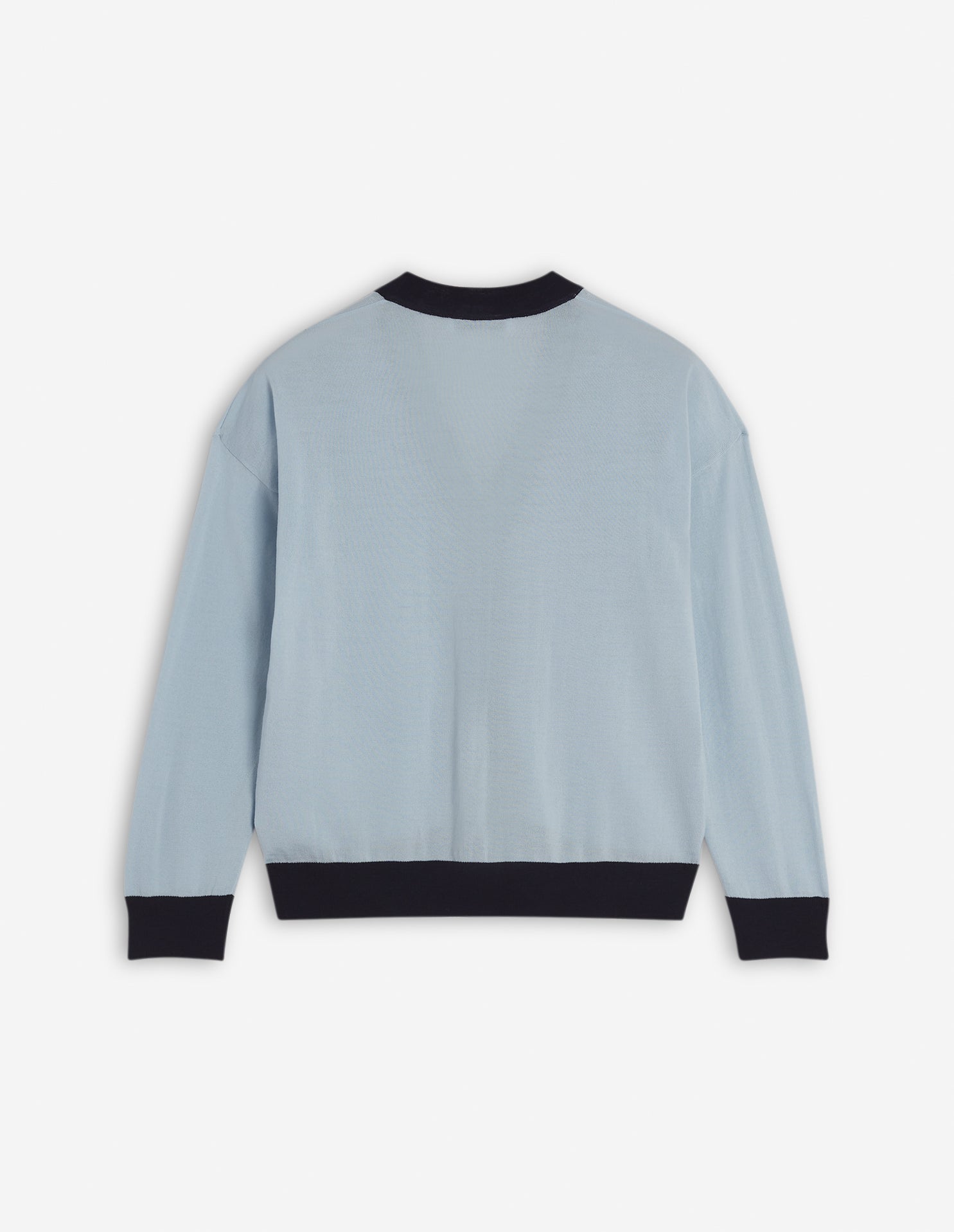 Two-tone cardigan with embroidered wool crest - Hortensia