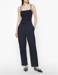 Embroidered patch tank top in wool blend - Navy