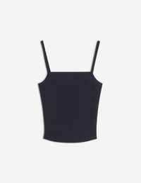 Embroidered patch tank top in wool blend - Navy