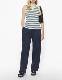 Striped ribbed tank top - Mint Ice & Smoke