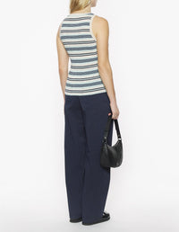 Striped ribbed tank top - Mint Ice & Smoke