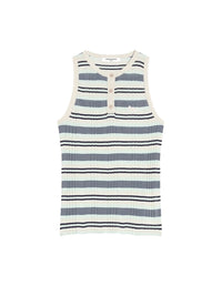 Striped ribbed tank top - Mint Ice & Smoke