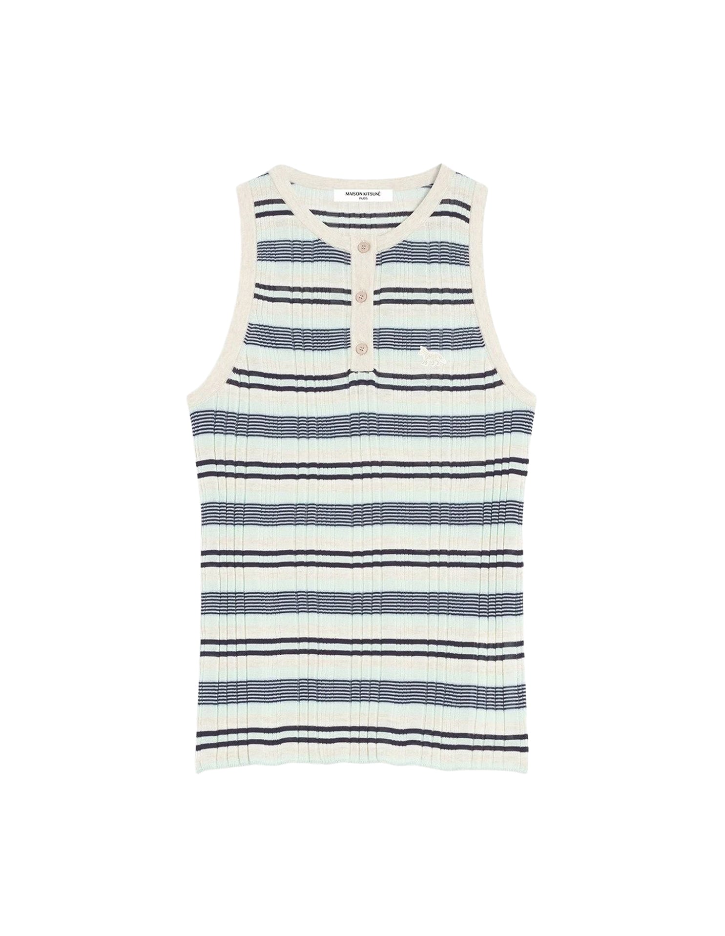 Striped ribbed tank top - Mint Ice & Smoke