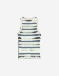 Striped ribbed tank top - Mint Ice & Smoke