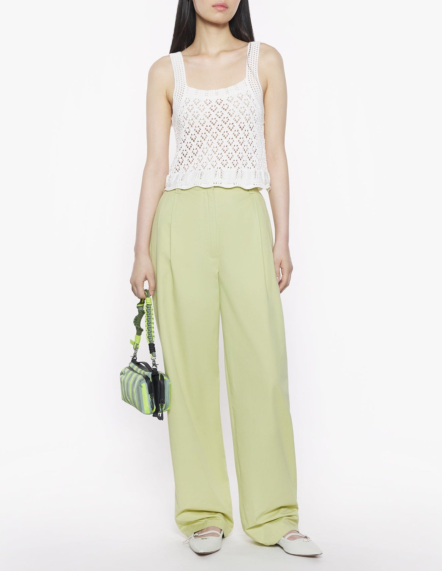 Pointelle knit tank top - Milk