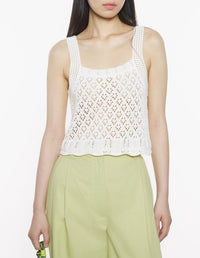 Pointelle knit tank top - Milk