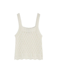 Pointelle knit tank top - Milk