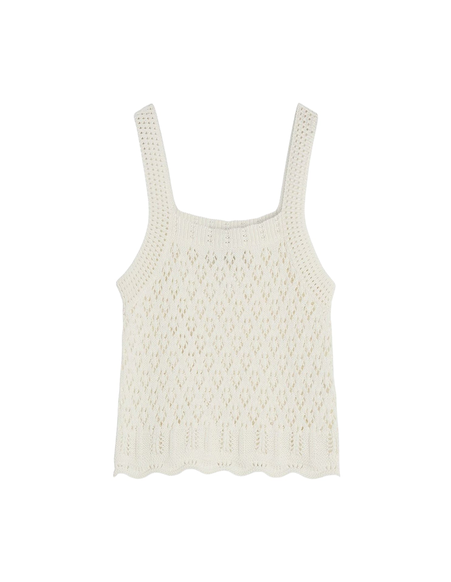 Pointelle knit tank top - Milk